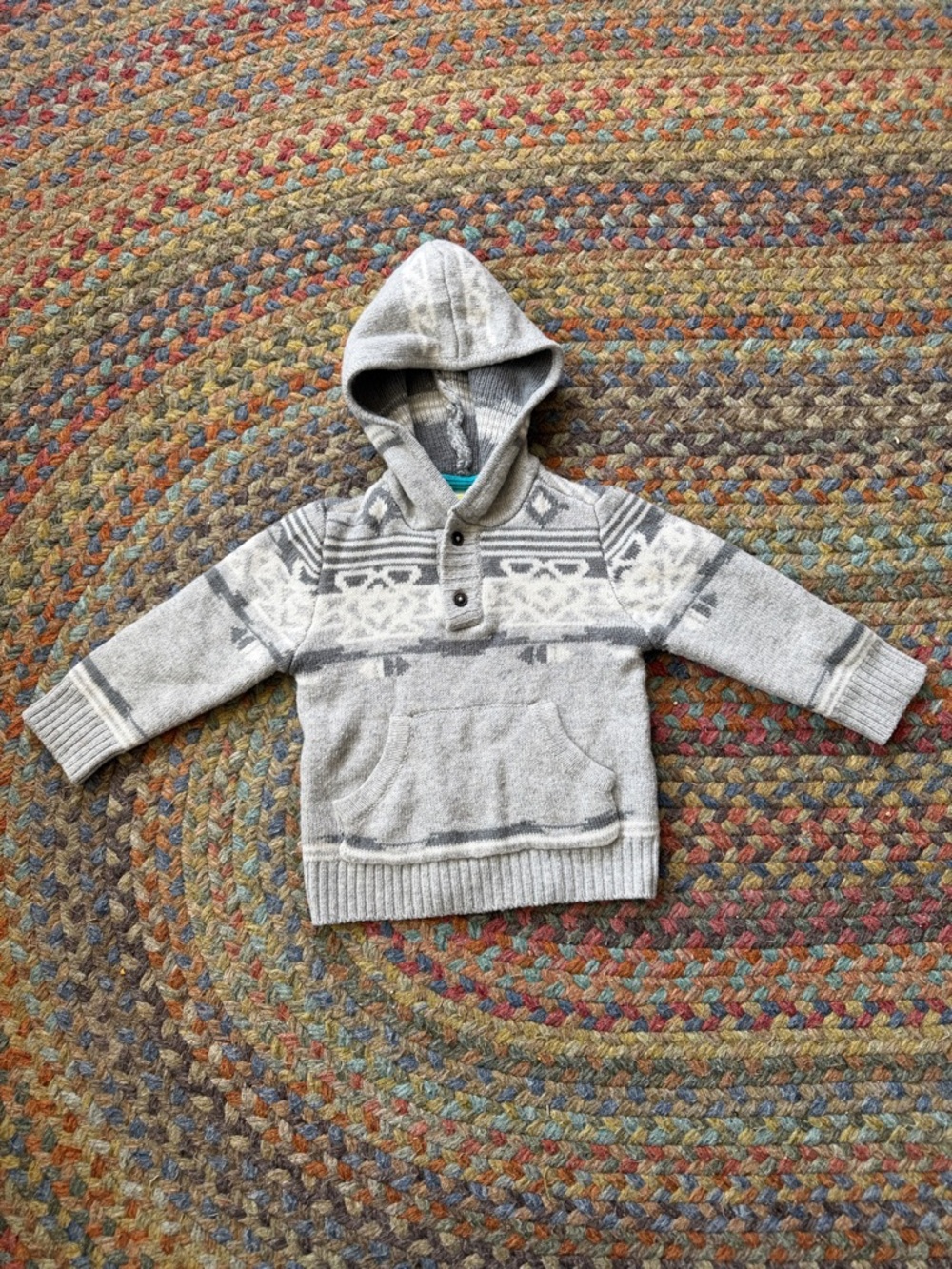 Crazy 8 Toddler Hooded Wool Blend Knit Sweater Gray 18-24 Months